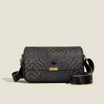 Сумки для женщин Винтажная мода Цветочный принт Широкий ремень через плечо Сумка Темперамент Универсальные сумки большой вместимости