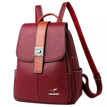 Сумки для женщин, высококачественные сумки для книг из мягкой кожи, модный дизайн с замком, женская сумка для школы, повседневный рюкзак большой вместительности China