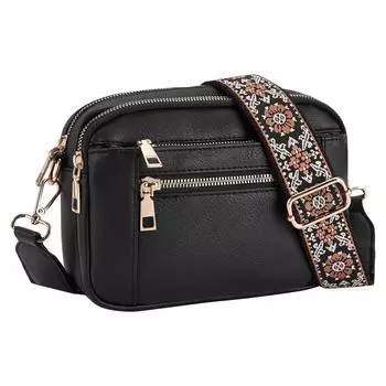 Сумки и кошельки из кожи ручной работы с цветными ремешками - женская модная сумка с регулируемым ремешком One Size чёрный