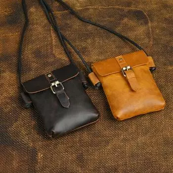 Сумки Idle Rest из натуральной кожи, мужская сумка через плечо Premium Sense, мужская сумка Fashion Tide коричневый