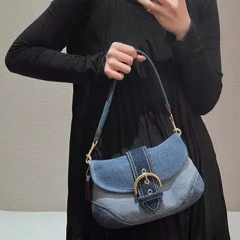 Сумки из денима в английском стиле для женщин, дизайнерские роскошные сумки и кошельки, новые с нашивкой на пряжке ремня, маленькая тканевая сумка через плечо