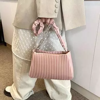 Сумки из искусственной кожи с плиссировкой подмышками для женщин, квадратные сумки через плечо для женщин, простые сумки, шикарные сумки подмышками, повседневная мода