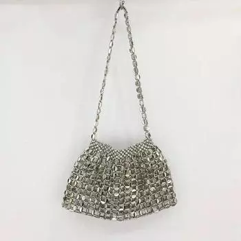 Сумки из серебристых пайеток, плетеные, с вырезами, женские, 2025, новые, легкая роскошь, нишевые, с высоким чувством стиля, на одно плечо, подмышечные, женские Silver