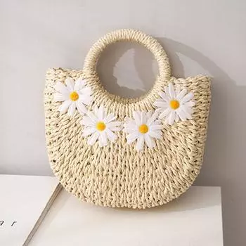 Сумки из соломы для женщин, ручная работа, дорожная сумка для отдыха на море, летняя новая сумка-ведро с ручкой, корзина Bolsa 24x9x18cm