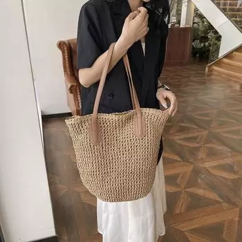 Сумки из соломы ручной работы Сумки из ротанга очень большой вместимости Для девочек, женщин, мам, для летнего отпуска, для путешествий на море и пляже, для покупок