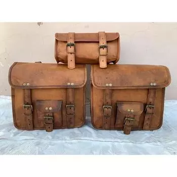 Сумки Комбинированные мотоциклетные кожаные кофры Сумка для седла Боковая сумка Седельные сумки коричневый