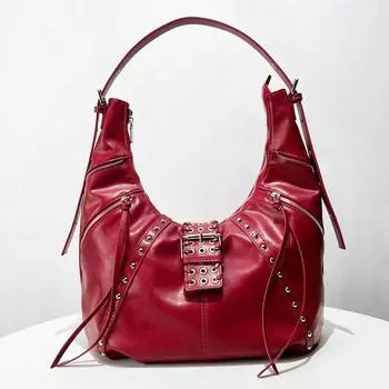 Сумки-круассаны Moto & Biker с заклепками для роскошных дизайнерских женских сумок и кошельков, новые в винтажном стиле, через плечо