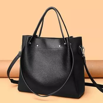 Сумки-мессенджеры из натуральной кожи для женщин, большие вместительные женские сумки из коровьей кожи, мягкие женские сумки через плечо чёрный