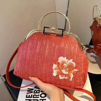 Сумки-мессенджеры ручной работы из плетеной соломы для женщин, богемные пляжные сумки через плечо, праздничные сумки, плетеный клатч для ужина