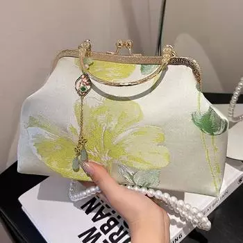 Сумки-мессенджеры с жемчужным цветком для женщин, шелковые сумки через плечо с вышивкой и кисточками, в китайском стиле, вечерние, дизайнерские, люксовые, брендовые