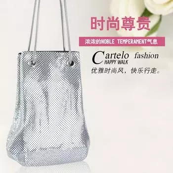 Сумки Модные сумки-ведра на одно плечо с косой ручкой, сумки-ведра с алюминиевыми блестками, женские сумки-ведра для ужина серебряный