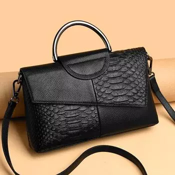 Сумки на плечо большой емкости для женщин 2022, высококачественная сумка-мессенджер из натуральной кожи, модная большая сумка, роскошные дизайнерские сумки 27cm 6cm 17cm чёрный
