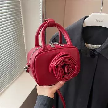 Сумки на плечо и через плечо из искусственной кожи с 3D-цветком, квадратные, высокого качества, роскошные, с индивидуальным дизайном, для женщин