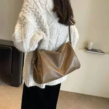 Сумки на плечо из искусственной кожи с внутренней молнией и карманом на молнии, однотонные женские сумки через плечо