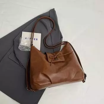 Сумки на плечо из кожи с бантом для женщин, новые осенне-зимние, роскошные, большой емкости, трендовые ретро-сумки