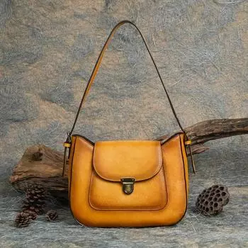 Сумки на плечо из натуральной кожи для женщин, модная винтажная дизайнерская сумка-мессенджер, женские подарки 28cm*9.5cm*20cm жёлтый