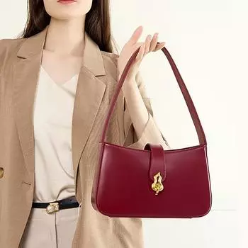 Сумки на плечо из натуральной кожи для женщин, новые трендовые дизайнерские сумки и кошельки в виде полумесяца красного цвета