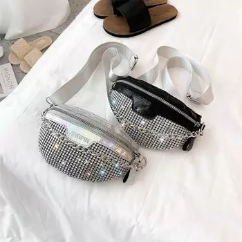 Сумки на пояс для женщин Стильные сумки для поездок на работу с пайетками Персонализированные сумки на плечевом ремне Легкие повседневные сумки через плечо
