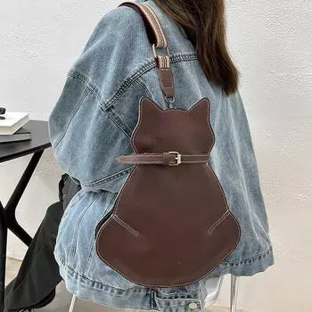 Сумки на слинге в форме кошки, сумка через плечо из искусственной кожи с перекрестием на груди, кошелек для женщин, симпатичная сумка через плечо большой емкости для женщин и рюкзак для девочек чёрный