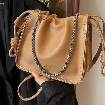 Сумки Niche Design, женская мода, высококачественная плиссированная сумка на цепочке, все летняя сумка через плечо чёрный