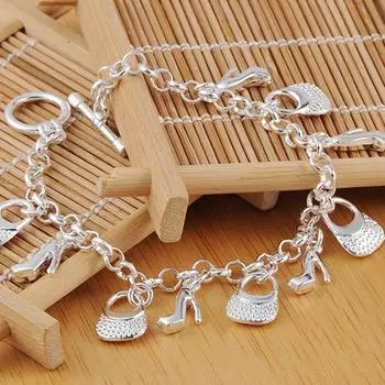 Сумки, обувь, подвески, браслеты, модные и очаровательные украшения из стерлингового серебра 925 пробы 20cm