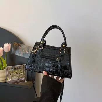 Сумки портативные каменный узор маленькая сумка женская 2024 новый модный текстура одно плечо маленькая квадратная сумка иностранный стиль однотонный косой белый