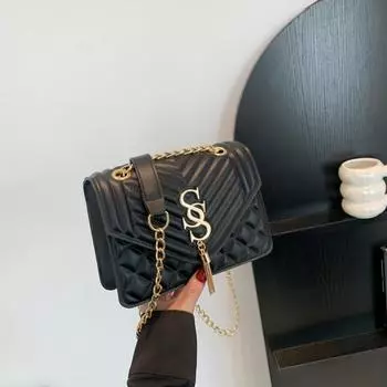 Сумки простые повседневные сумки женские летние новые модные тенденции сумка через плечо ретро повседневные цепи чёрный