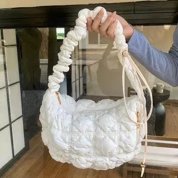 Сумки-пуховики Niche, универсальная сумка на одно плечо, сумка через подмышку в корейском стиле, сумка-пуховик из хлопка, повседневная сумка через плечо, плиссированная сумка Cloud для женщин