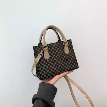 Сумки ретро принтованная сумка женская универсальная высококачественная маленькая сумка-тоут 2024 новая модная темпераментная женская сумка корейская версия проход чёрный