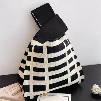 Сумки ручной работы из трикотажа, женская мини-сумка на запястье с узлом, корейская повседневная сумка-тоут, многоразовые сумки для покупок