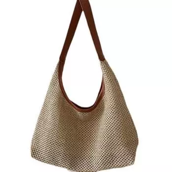 Сумки ручной работы Женские модные ретро-сумки 2024 года Соломенные сумки Универсальные сумки через плечо большой вместимости темно-коричневого