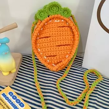 Сумки ручной вязки крючком Сумка через плечо ручной вязки крючком, мини-милые кавайные вязаные сумки через плечо оранжевый