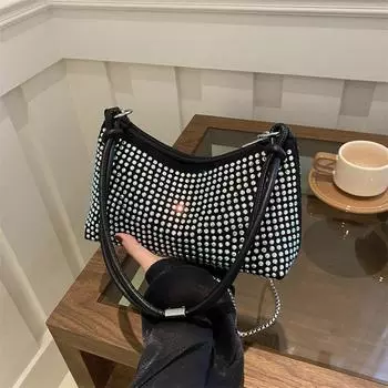 Сумки с бриллиантовой инкрустацией, женская мода и дорогие сумки через плечо в иностранном стиле, универсальные сумки-мессенджеры для весны и лета серебряный