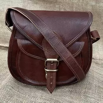 Сумки-седла через плечо для женщин, кожаная ручная работа, винтажная темно-коричневая сумка-кошелек через плечо 9 x 7 x 3 in темно-коричневого
