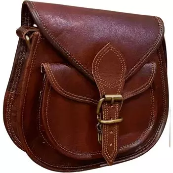 Сумки-седла через плечо для женщин, кожаная ручная работа, винтажная темно-коричневая сумка-кошелек через плечо 9 x 7 x 3 in темно-коричневого