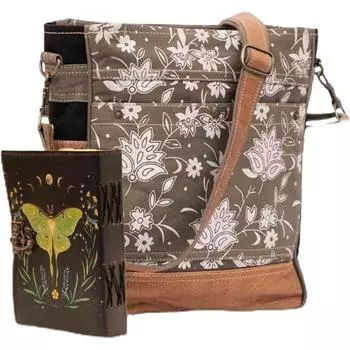 Сумки sel de mer сумка через плечо из переработанного холста для женщин и кожаный ежедневник Luna Moths и Morpho Butterfly Print Diary Идеальный подарок 12 x 11 x 3.5 in
