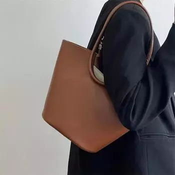 Сумки-шопперы, новая женская мода, ретро, современный корейский темперамент, однотонная, мягкая кожа, высокая вместимость, тренд, универсальная сумка через плечо