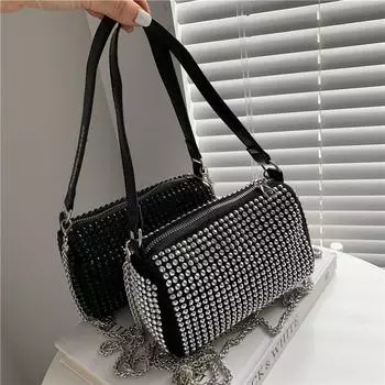 Сумки со стразами, новые модные сумки с бриллиантами для женщин, сумка подмышки, простая свежая женская сумка через плечо на одно плечо серебряный