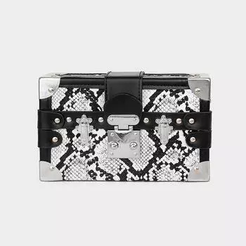 Сумки сумки женские сумки 2025 новая европейская и американская мода змеиный узор сумка через плечо ins интернет-знаменитость мессенджер ретро сумка-коробка чёрный