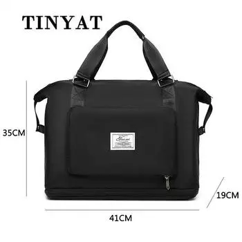 Сумки TINYAT, женская складная сумка для багажа с расширением дна, многофункциональный рюкзак Handburt Ticked, фитнес-сумка большой вместимости, мужская дорожная сумка 41cm*19cm*35cm серый