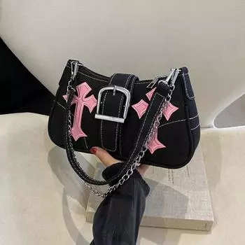 Сумки-тоусты с металлической пряжкой, сумка через плечо, слинг, подмышечные сумки, простые повседневные холщовые сумки-тоуты, мода чёрный