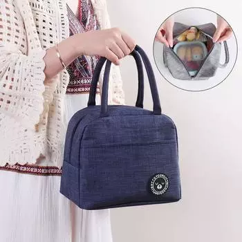 Сумки-тоут для ланча, термоизоляционная сумка для хранения ланч-бокса, детская школьная сумка для ланча, сумка для хранения пикника, большая вмести... синий