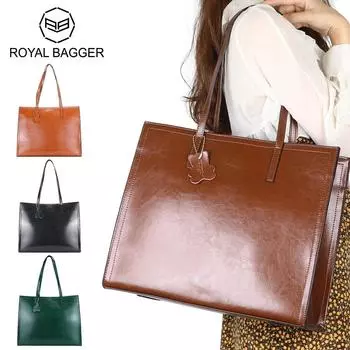Сумки-тоут из натуральной кожи Royal Bagger в стиле ретро, большая вместительная сумка с верхней ручкой, роскошная женская сумка через плечо 1669