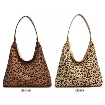 Сумки-тоуты для женщин с леопардовым принтом, сумка через плечо из искусственной кожи с застежкой-молнией, сумка-хобо коричневый