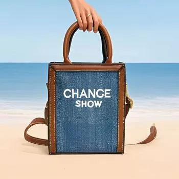 Сумки-тоуты из ткани в клетку с леопардовым принтом и денимом для женщин, которые можно носить в руках и через плечо