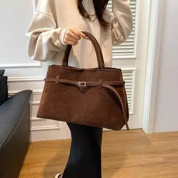 Сумки-тоуты с верхней ручкой, вместительная сумка для поездок на работу, красивая матовая отделка, ретро-британский однотонный повседневный стиль