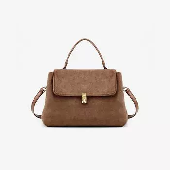 Сумки-тоуты женские из замши осень-зима ретро большая универсальная сумка через плечо женская квадратная сумка (20cm<Max Length<30cm) коричневый