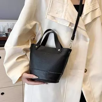 Сумки-ведра через плечо для женщин из натуральной кожи, вместительная сумка через плечо