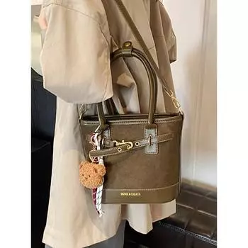 Сумки-ведра из искусственного замша и бархата для женщин, осенне-зимняя винтажная универсальная сумка через плечо, новая женская сумка для телефона и кошелек