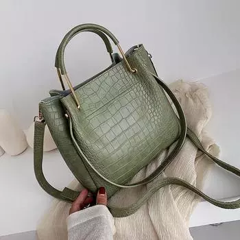 Сумки-ведра из искусственной кожи для женщин, маленькая сумка через плечо, женские модные сумки, роскошные сумки 24cmx23cmx10cm чёрный